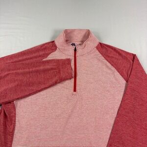 Onward Reserve Shirt Mens XL Red Striped 1/4 Zip Golf Pullover Performance